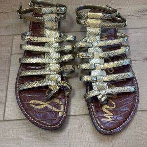 Sam Edelman Women's Size 10 Metallic Glinda Strappy Flat Aviator Sandal Open Toe